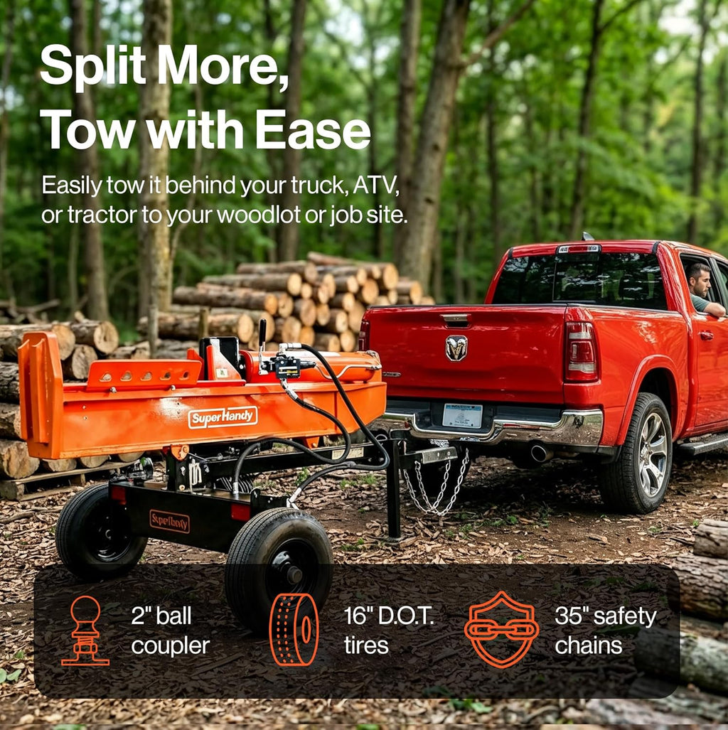 Super Handy GUT200 Log Splitter 37 Ton Full Beam Vertical/Horizontal 389cc Gas Towable New