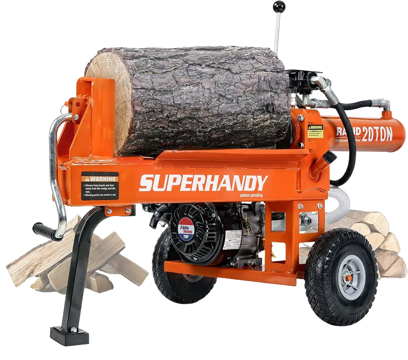 Super Handy GCAO023 Log Splitter 20-Ton Horizontal Portable Gas 7HP Engine New Canada Only