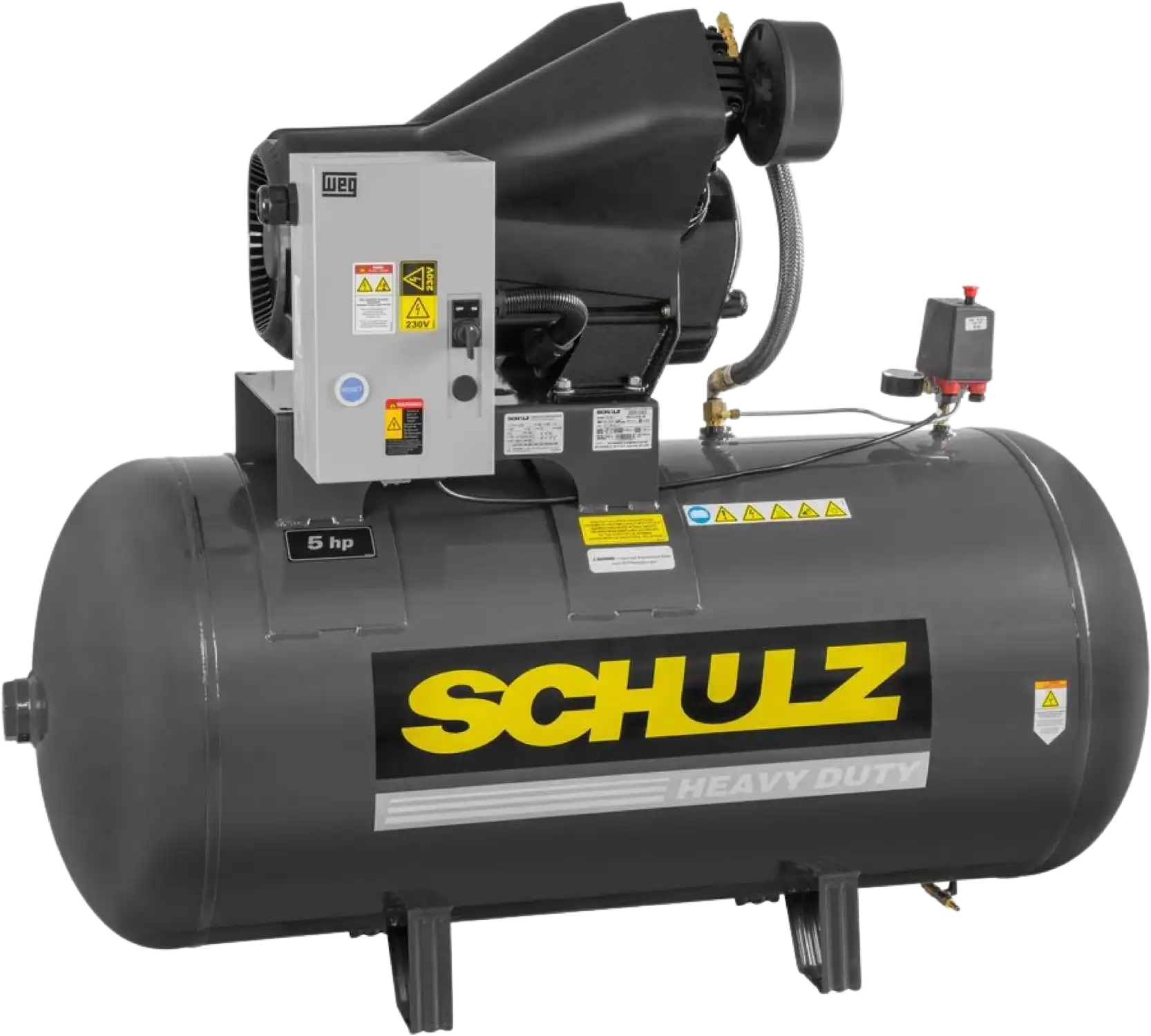 Schulz Audaz MCSV Air Compressor 5 HP 80 gal. 2-Stage 230V 3-Phase Horizontal 932.9371-0 New