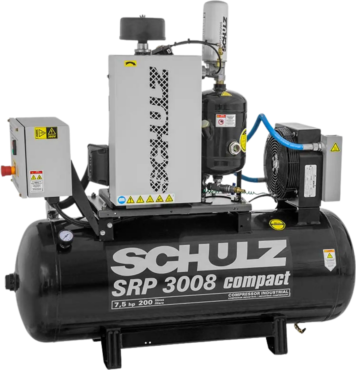 Schulz SRP-3008 Compact Air Compressor 7.5 HP 60 gal. 230V 1-Phase Horizontal 970.3890-0 New