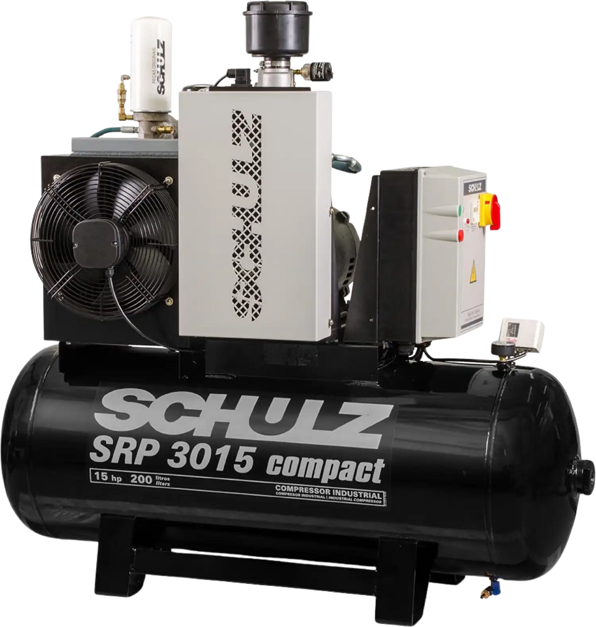 Schulz SRP-3015 Compact II Air Compressor 15 HP 60 gal. 460V 3-Phase Horizontal 970.4341-0 New