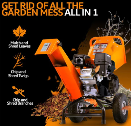 Super Handy GUO074 Mini Wood Chipper Shredder Mulcher Heavy Duty 7HP Compact Design 3" Max Cutting Capacity New