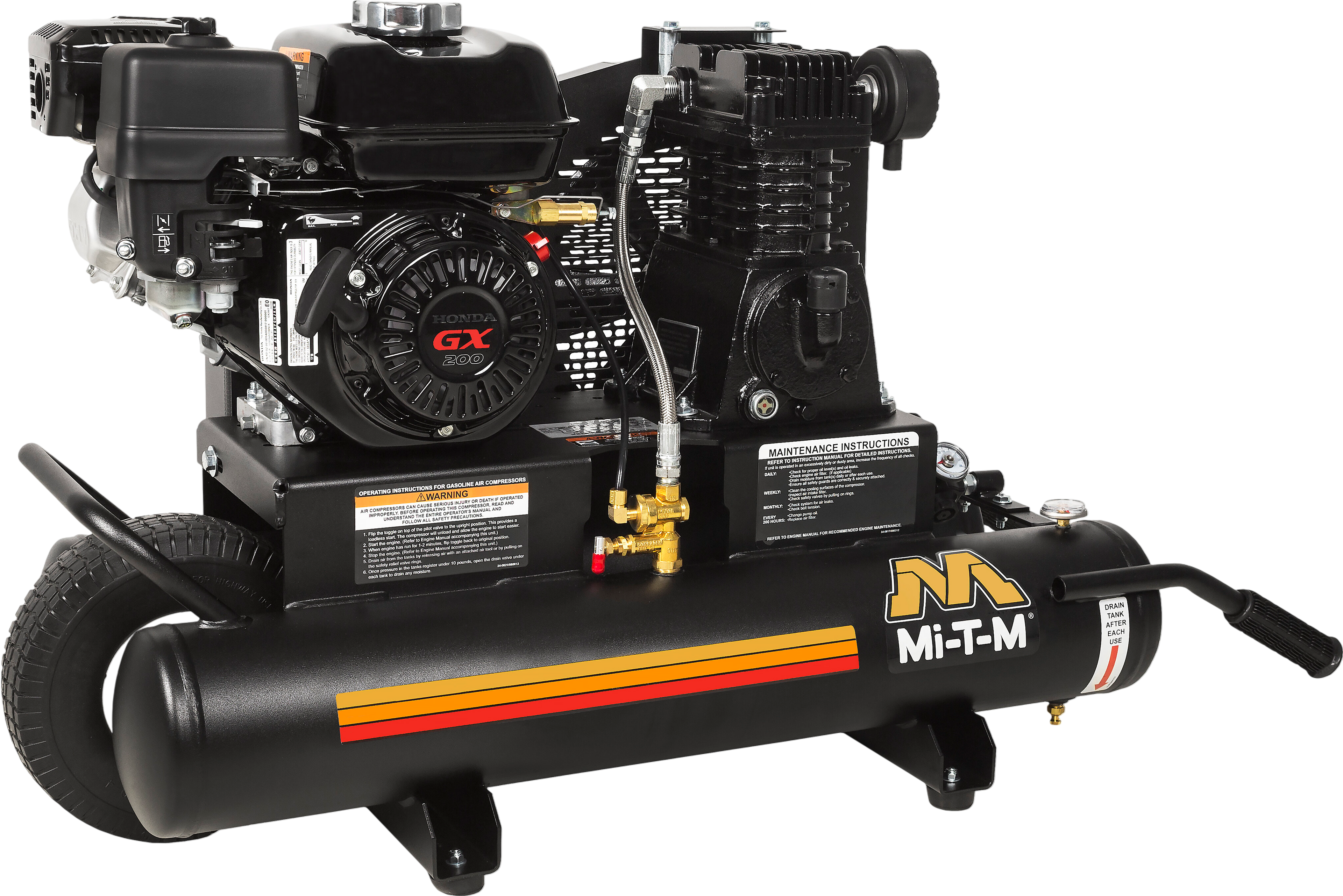 Mi-T-M Air Compressor 8 Gallon Single-Stage Gas 196cc Honda GX200 AM1-PH65-08M New