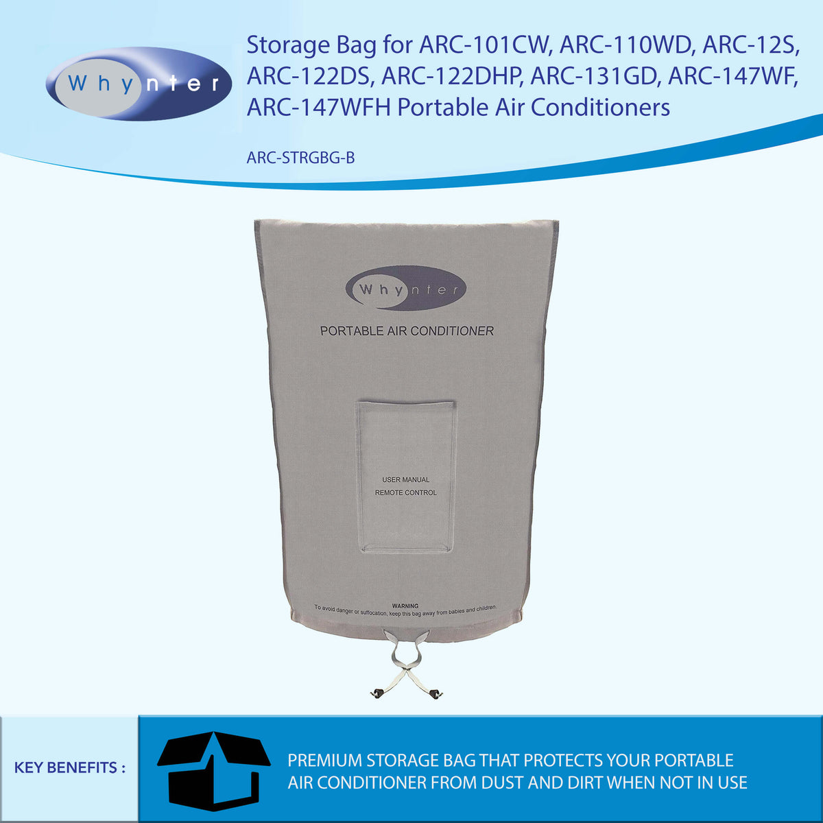 Whynter ARC-131GD 13,000 BTU Dual Hose Portable Air Conditioner with Activated Carbon Filter Gray New