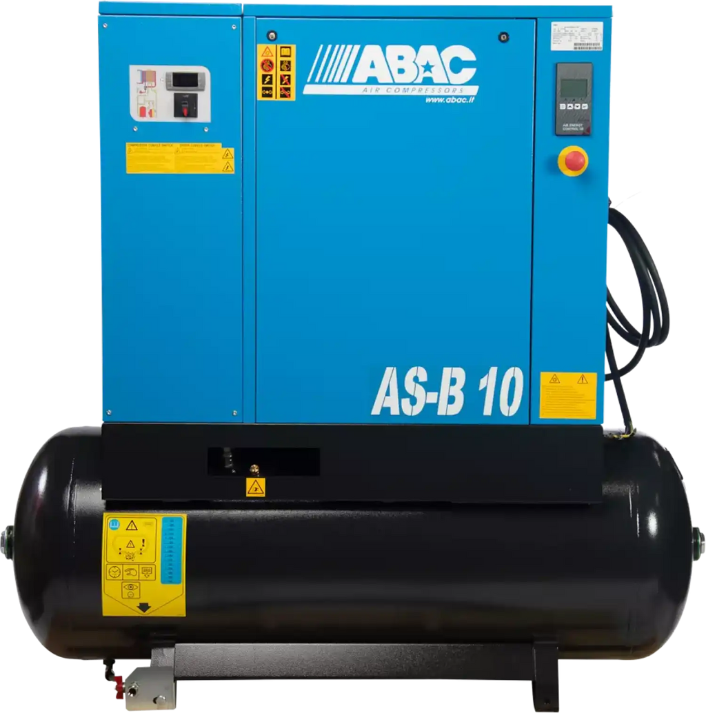 ABAC AS-B Rotary Screw Air Compressor w/ Dryer 150PSI 10HP 131 Gal. 3-Phase 230/460V New