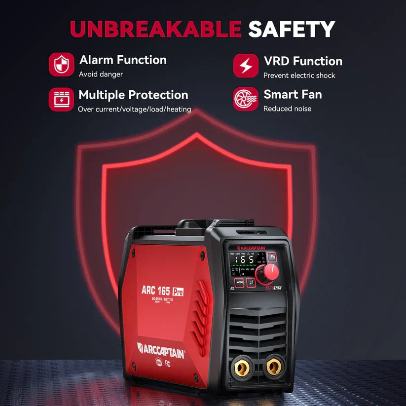 Arccaptain iControl ARC165 Pro Welder Stick Lift Tig Synergic IGBT 120/240V App Control New