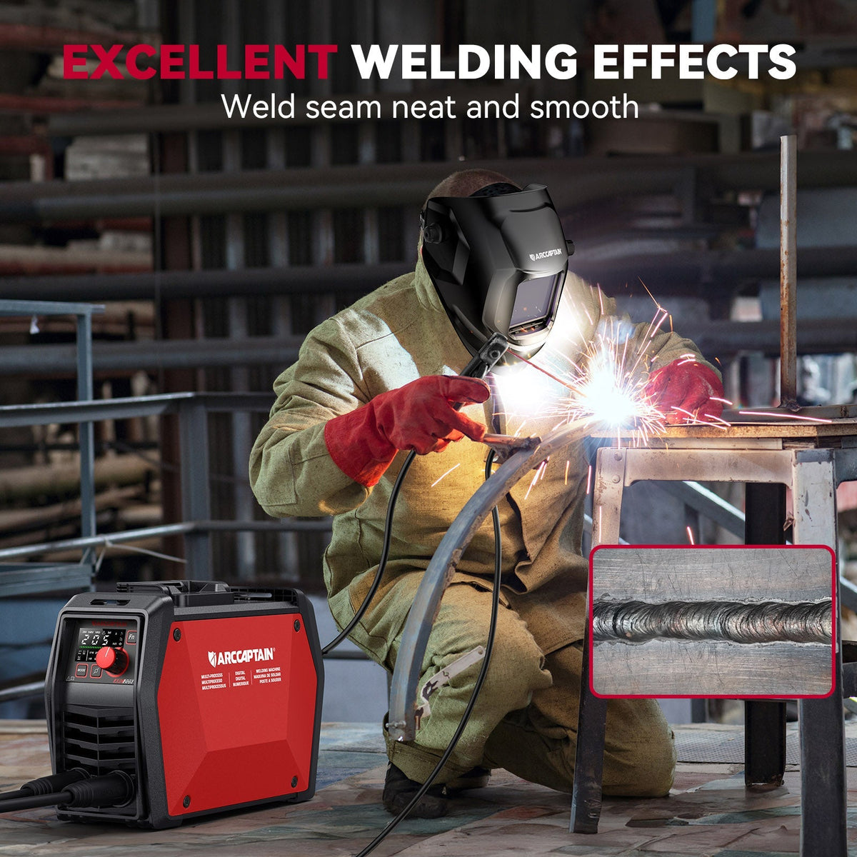 Arccaptain ARC205 Pro Welder Stick Lift TIG 205A Synergic IGBT 120/240V App Control New