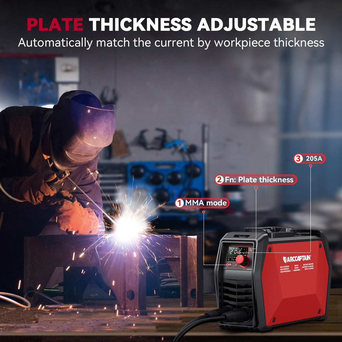 Arccaptain ARC205 Pro Welder Stick Lift TIG 205A Synergic IGBT 120/240V App Control New
