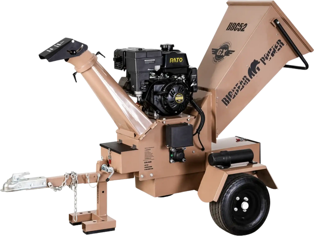 BigBear Power BBC52 Tornadic Wood Chipper 5" 15 HP Gas Powered Commercial Self Feeding Electric Start Scratch and Dent