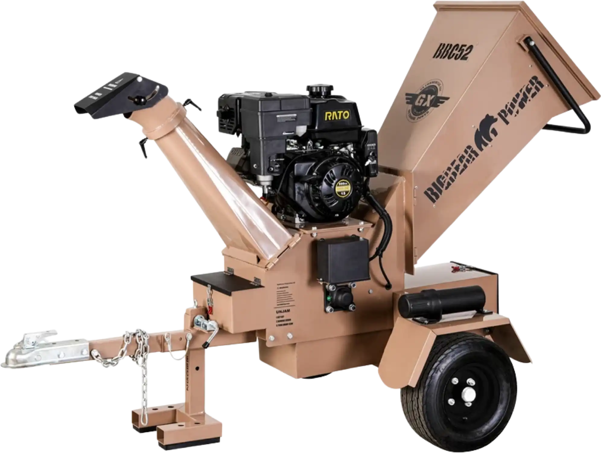 BigBear Power BBC52 Tornadic Wood Chipper 5" 15 HP Gas Powered Commercial Self Feeding Electric Start Scratch and Dent