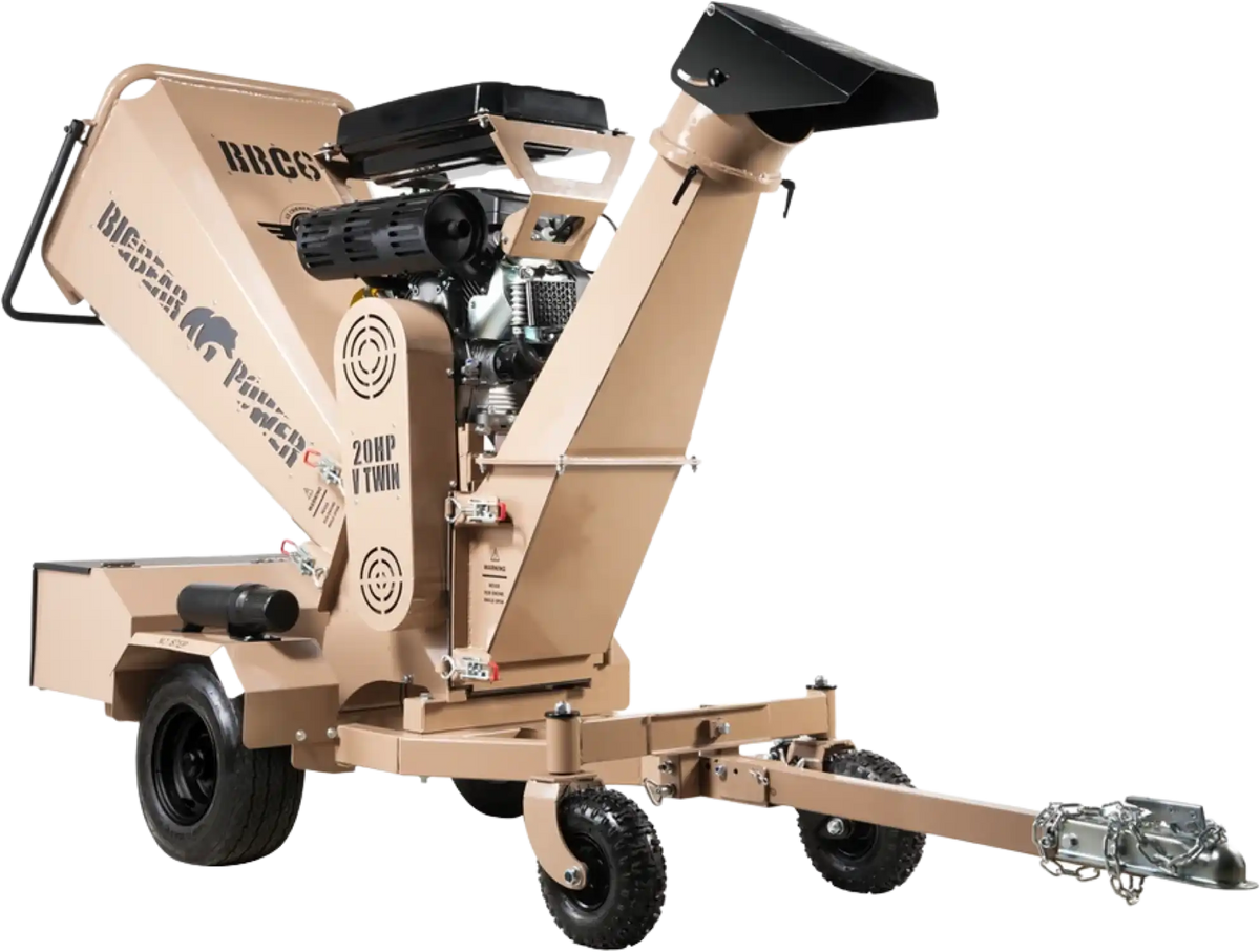 BigBear Power BBC62 Tornadic Wood Chipper 6" 20 HP V-Twin Engine Gas Powered Commercial Self Feeding Electric Start Open Box