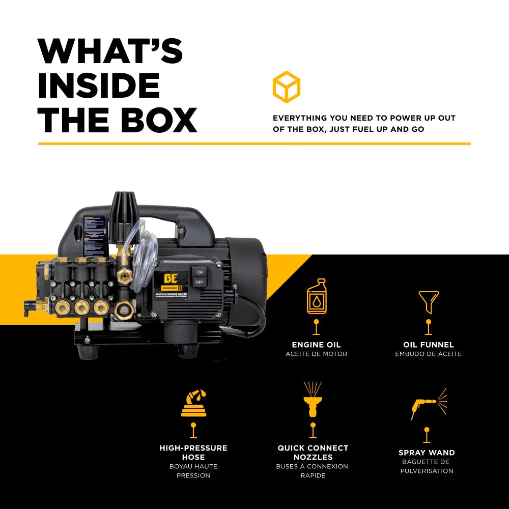 BE Electric Pressure Washer 1500 PSI 1.6 GPM 1.5 HP 120V New