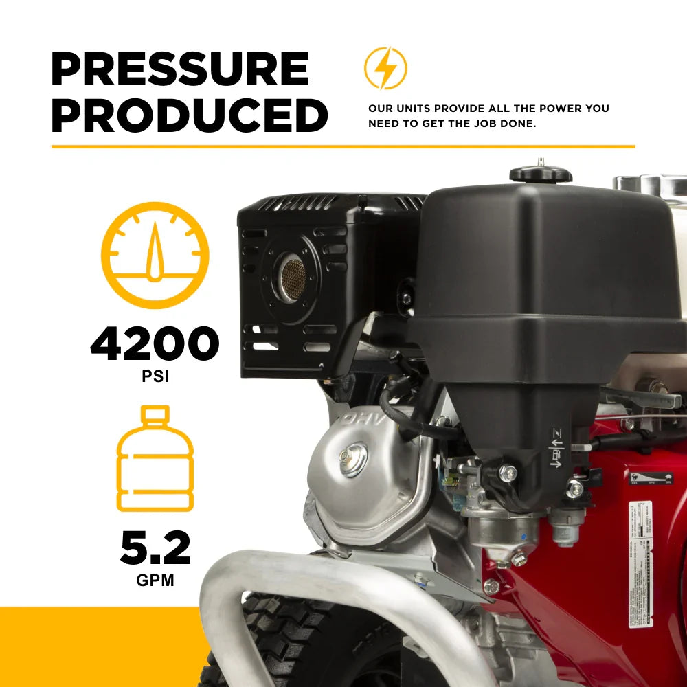 BE Gas Pressure Washer Cold Water 3,200 PSI 5.2 GPM Honda GX390 Engine New