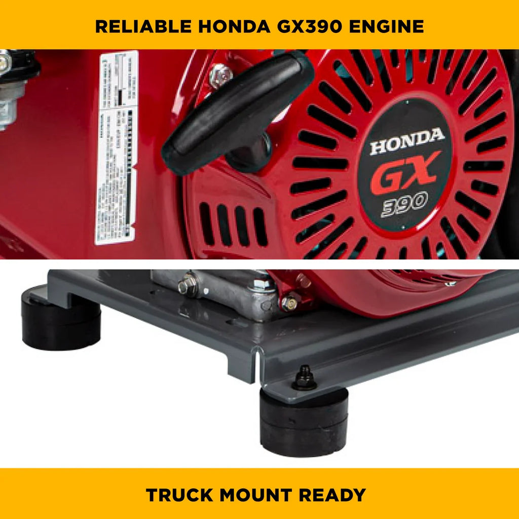 BE Pressure Washer Truck Mount Cold Water 3,200 PSI 5.2 GPM Honda GX390 Engine New