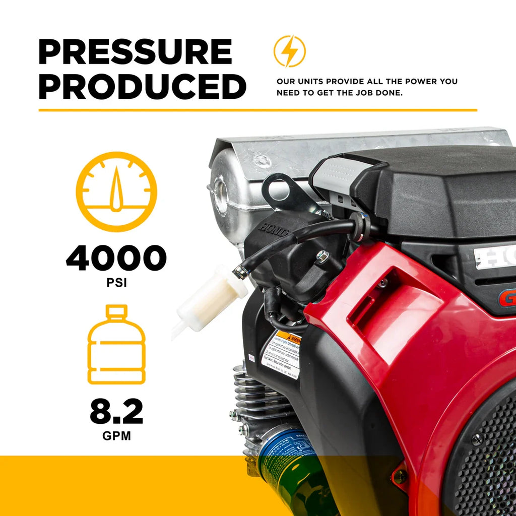 BE Pressure Washer Truck Mount Cold Water 4,000 PSI 8.2 GPM Honda GX690 Engine Electric Start New