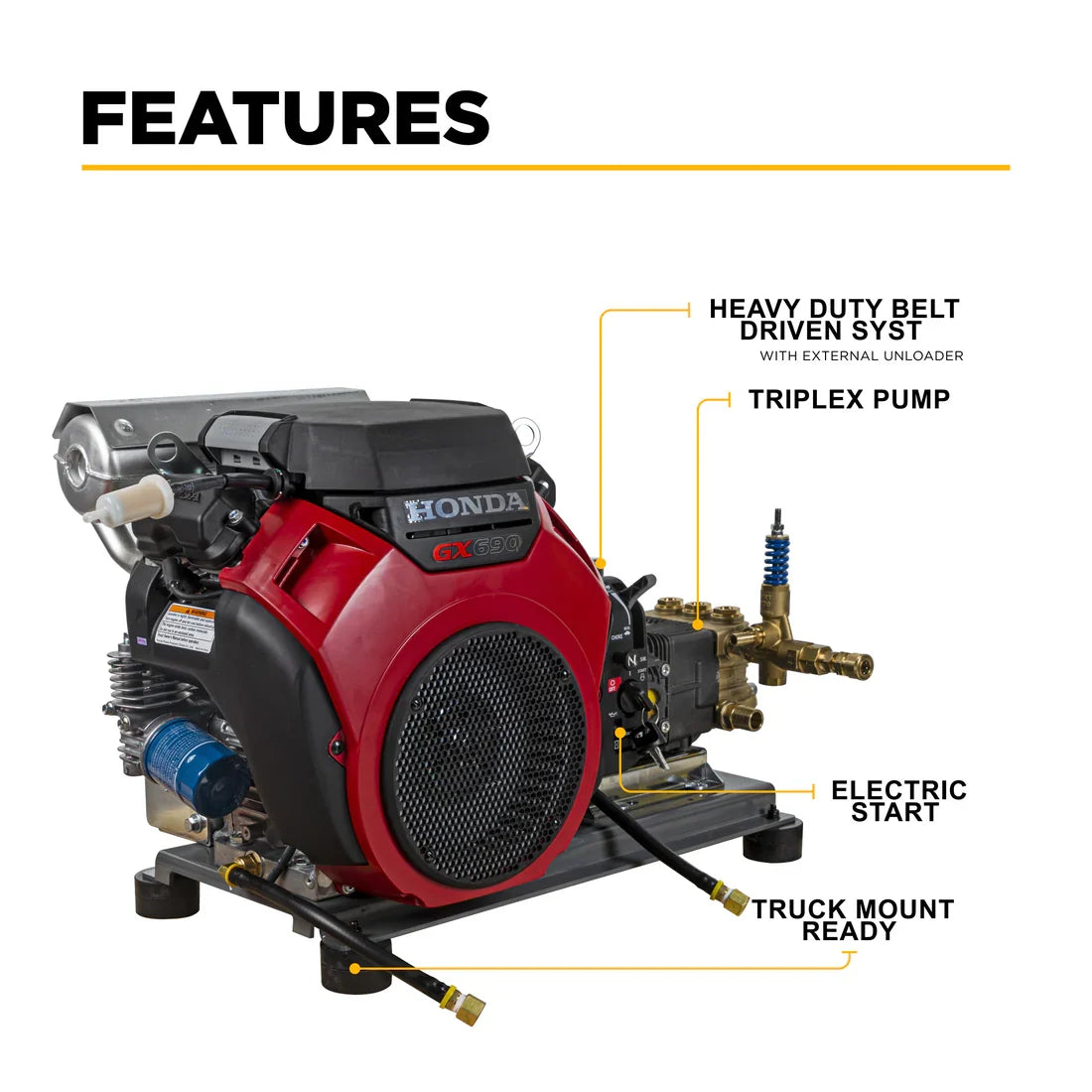BE Pressure Washer Cold Water 4,200 PSI 8.5 GPM Honda GX690 Engine AR Triplex Pump New