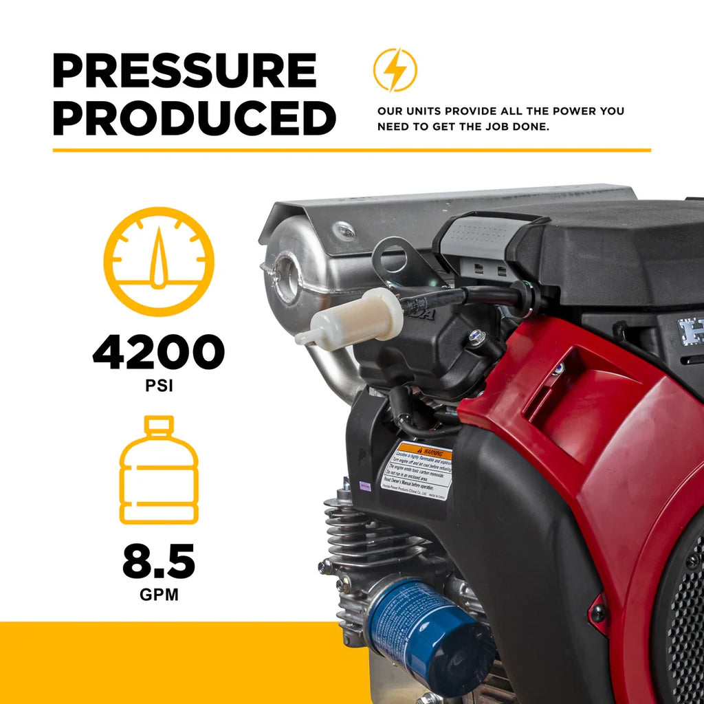 BE Pressure Washer Cold Water 4,200 PSI 8.5 GPM Honda GX690 Engine AR Triplex Pump New