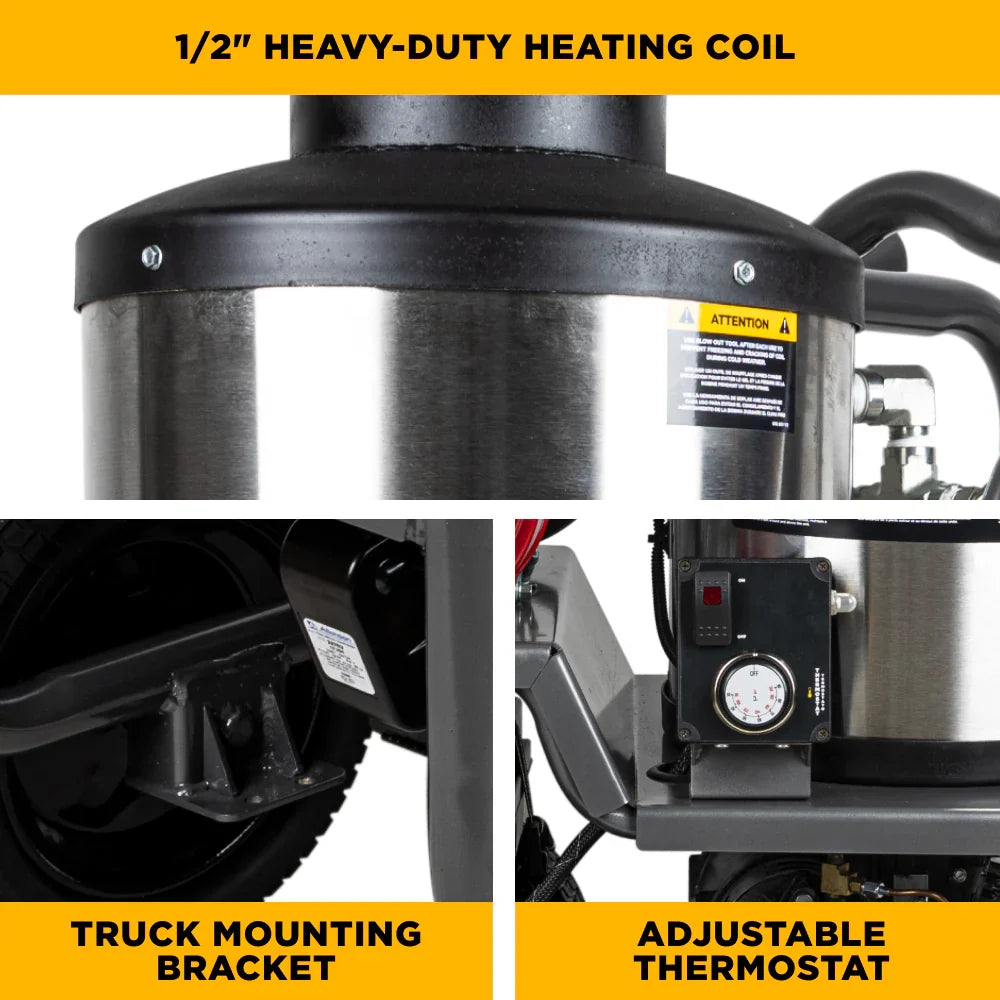 BE Pressure Washer Hot Water Triplex Pump 2700 PSI 2.8 GPM Honda GX200 Engine New