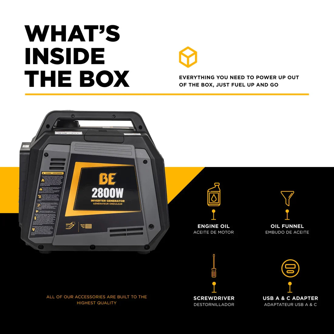 BE 2500W/2800W Inverter Generator Low THD Gas Powerease Engine Recoil Start New