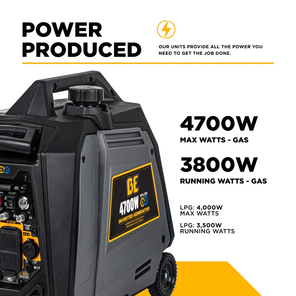 BE 3800W/4700W Digital Inverter Generator Dual-Fuel Gas Propane Powerease Engine Electric Start New