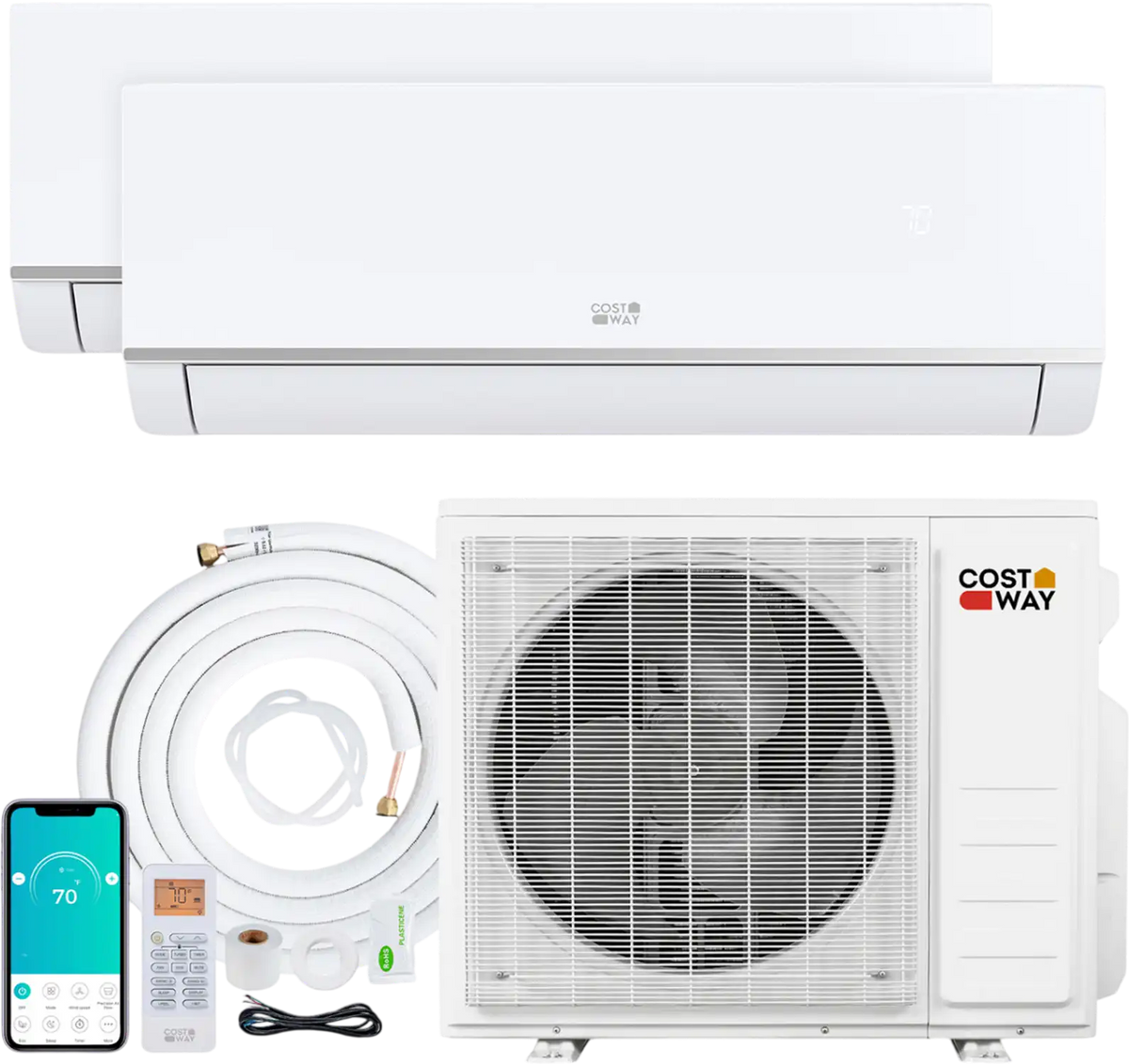 Costway Blast Pro 20,000 BTU 2 Zone 23 SEER2 Mini Split AC Heat Pump 21654806 New
