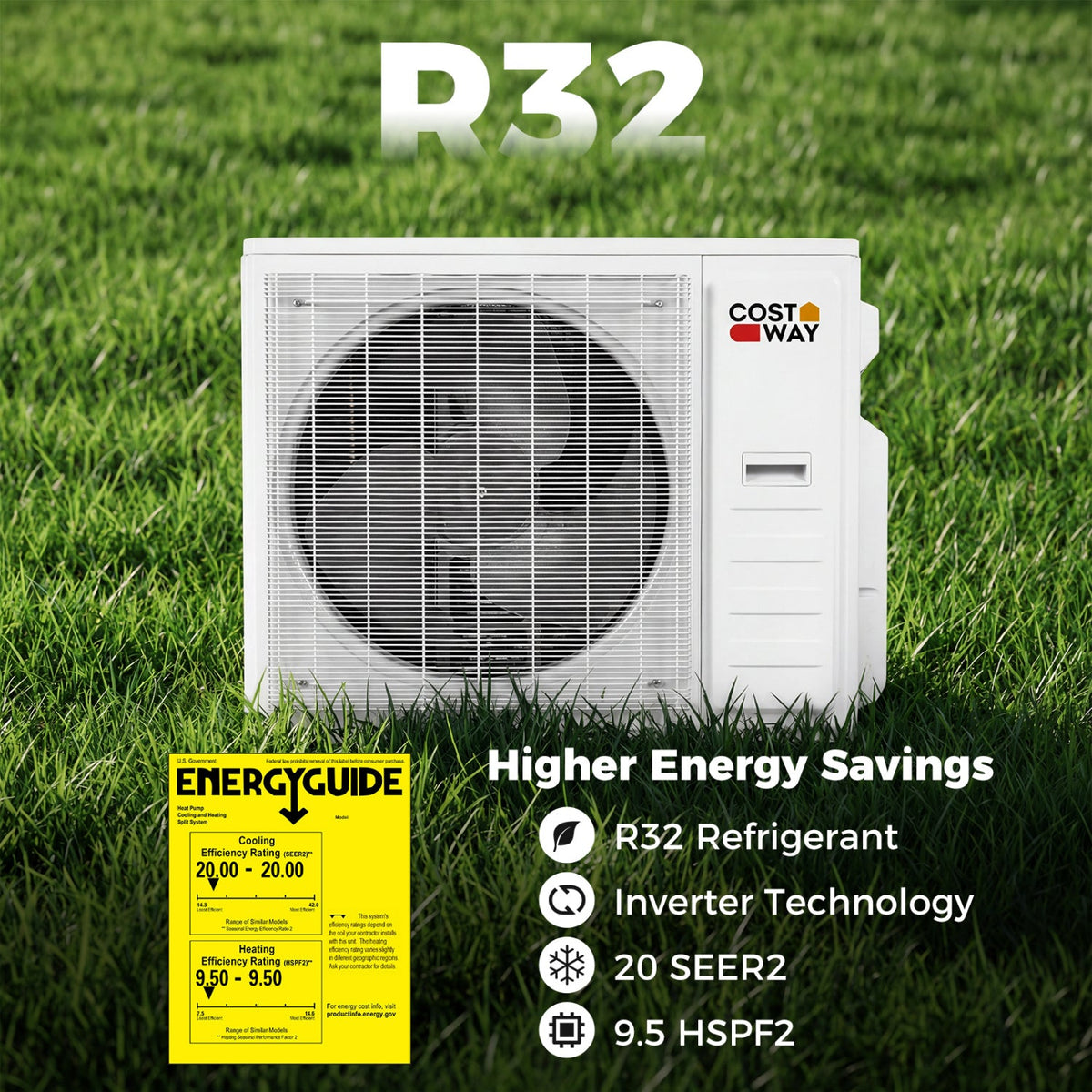 Costway Blast Pro 38000 BTU 3 Zone 20 SEER2 Mini Split AC Heat Pump 29318500 New
