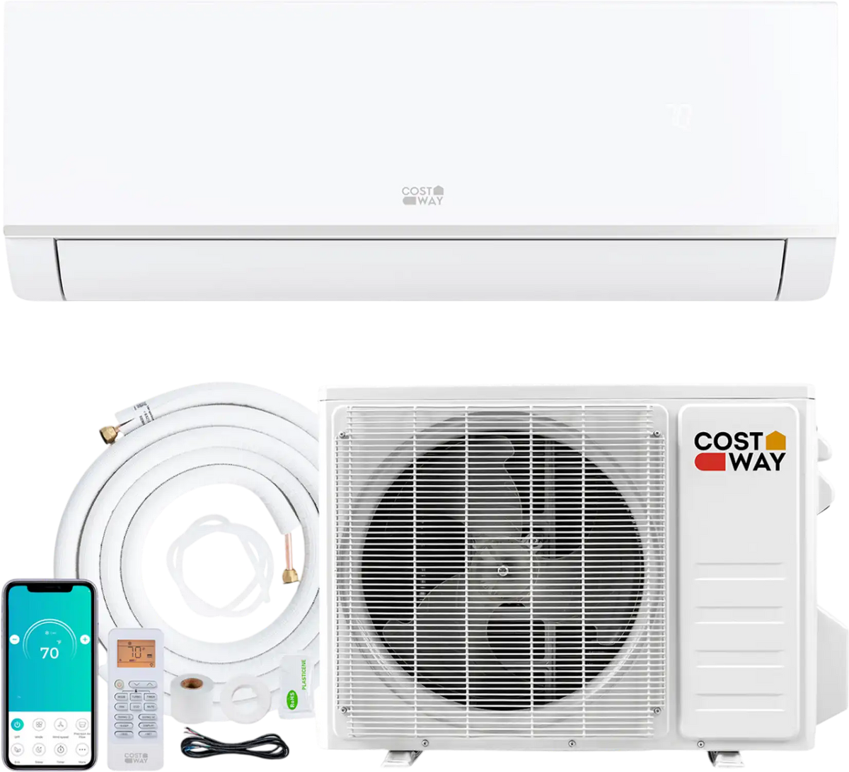 Costway 18,000 BTU 20 SEER2 WiFi Mini Split Air Conditioner & Heater 208-230V 53327896 New