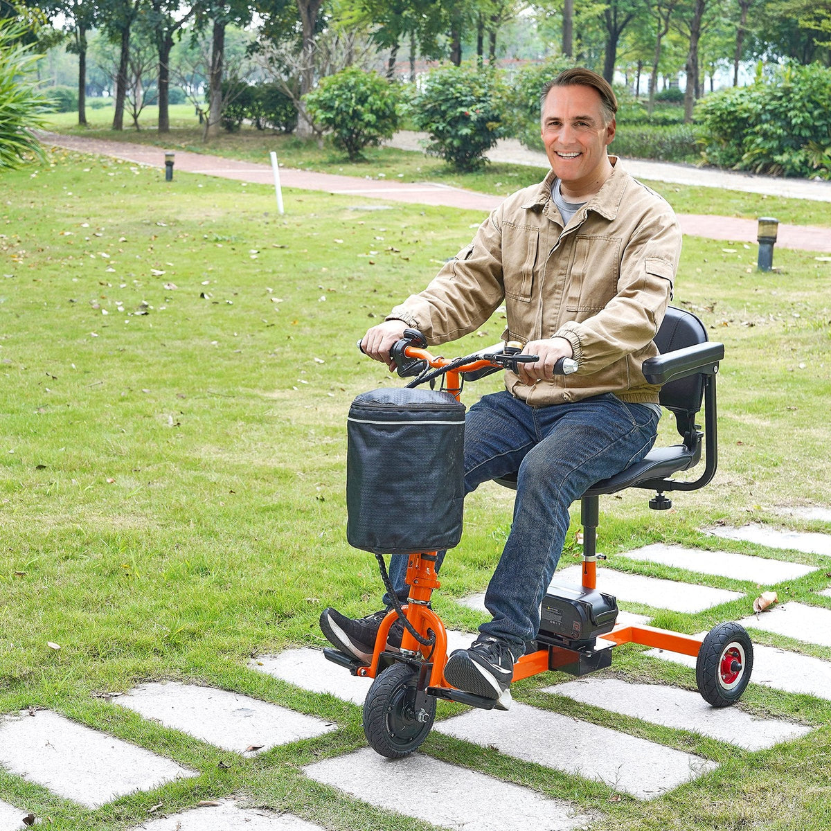 Vevor Mobility Scooter 3 Wheel Foldable 330 lbs. Capacity 48V 4 MPH 12 Mile Range Orange New