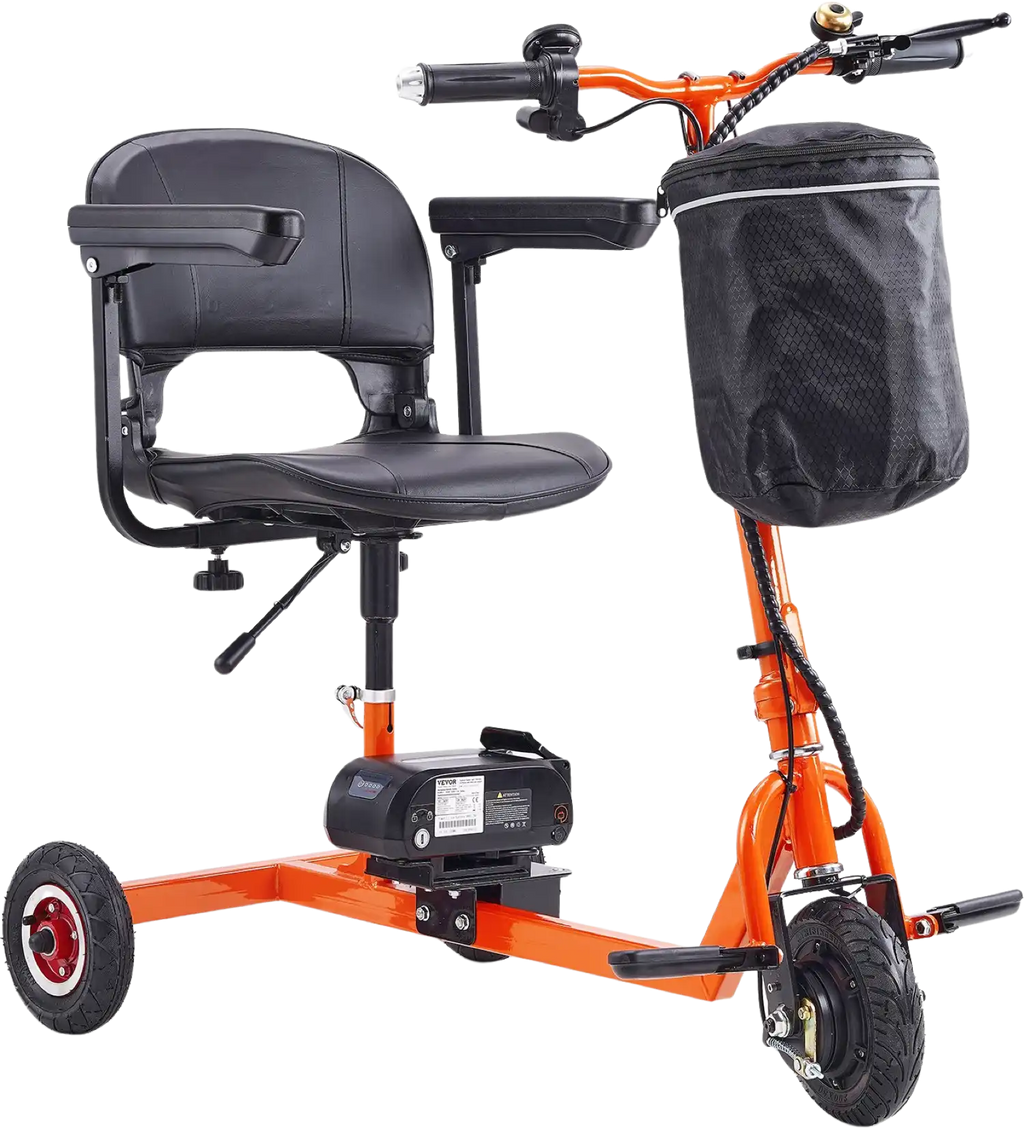 Vevor Mobility Scooter 3 Wheel Foldable 330 lbs. Capacity 48V 4 MPH 12 Mile Range Orange New