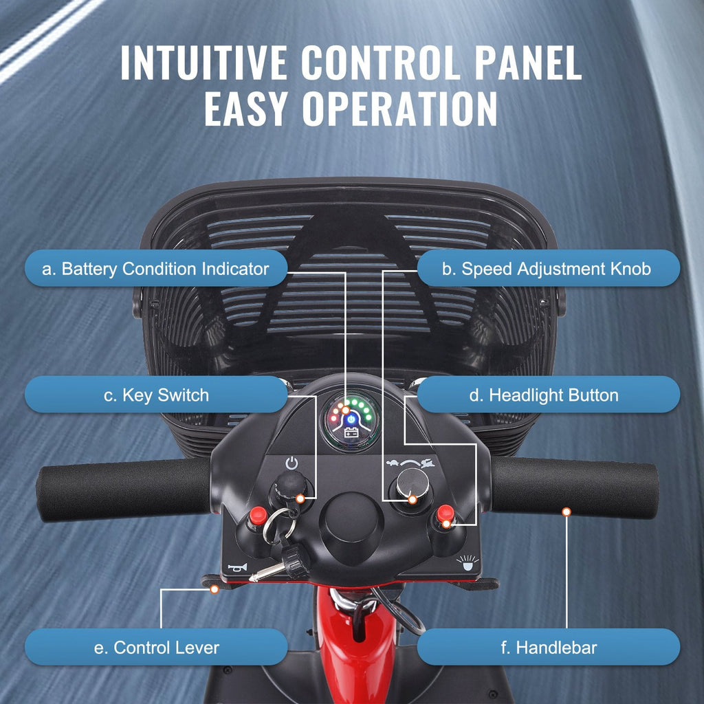 Vevor Mobility Scooter 3 Wheel Folding Heavy Duty 265 lbs. Capacity 24V 4 MPH 12 Mile Range New