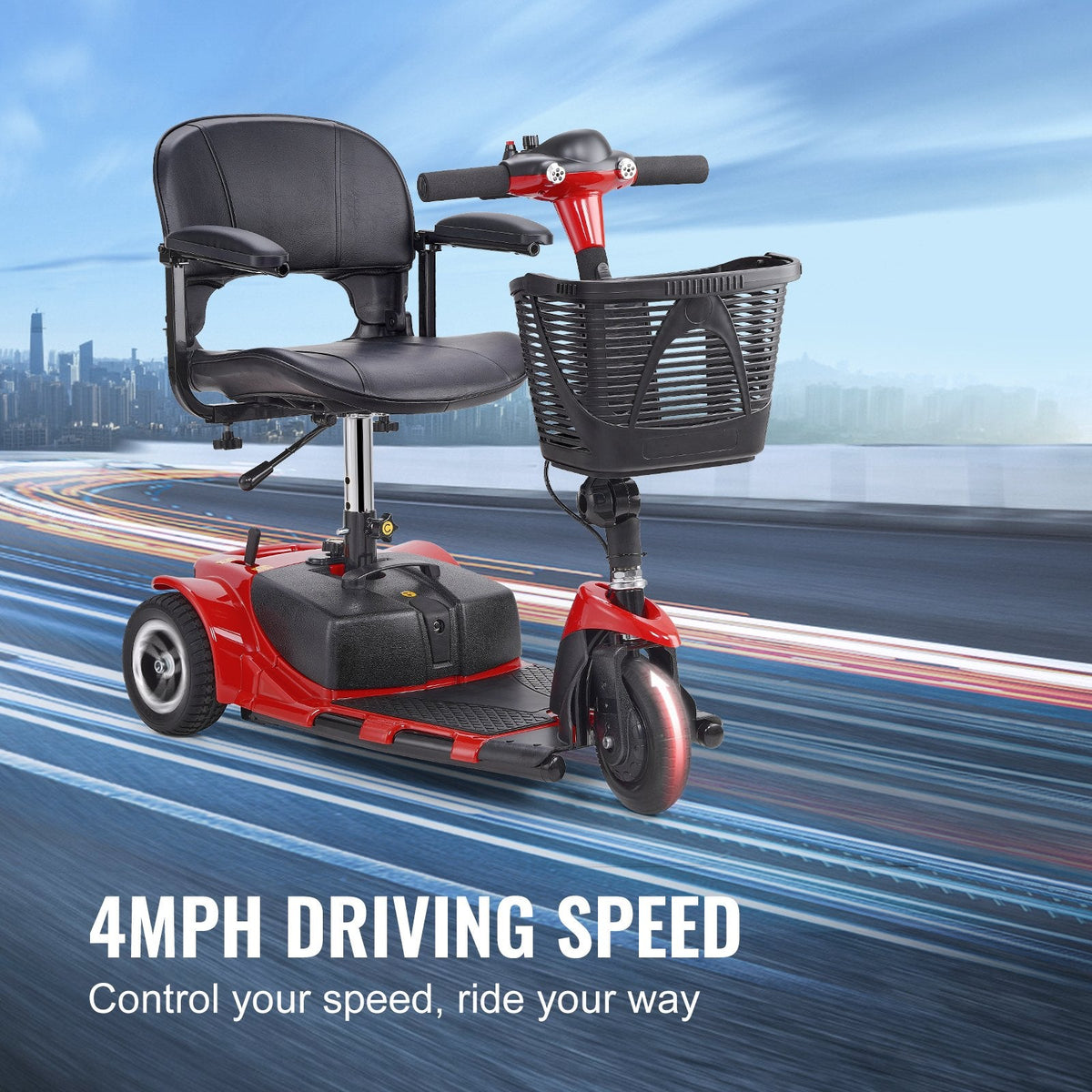 Vevor Mobility Scooter 3 Wheel Folding Heavy Duty 265 lbs. Capacity 24V 4 MPH 12 Mile Range New