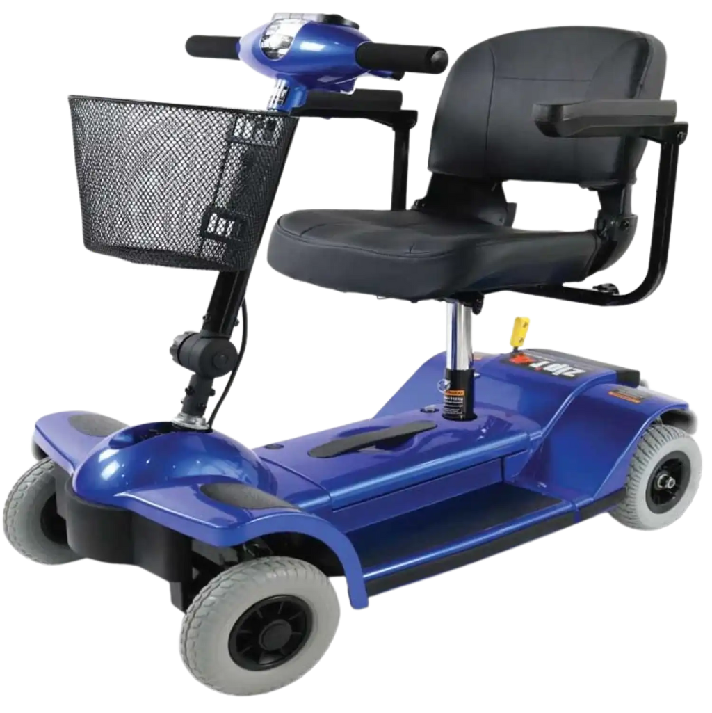 Zip'r 4 Mobility Scooter 4 Wheel 265 lbs. Capacity 24V 12 Miles 4.25MPH TSA Approved Blue New