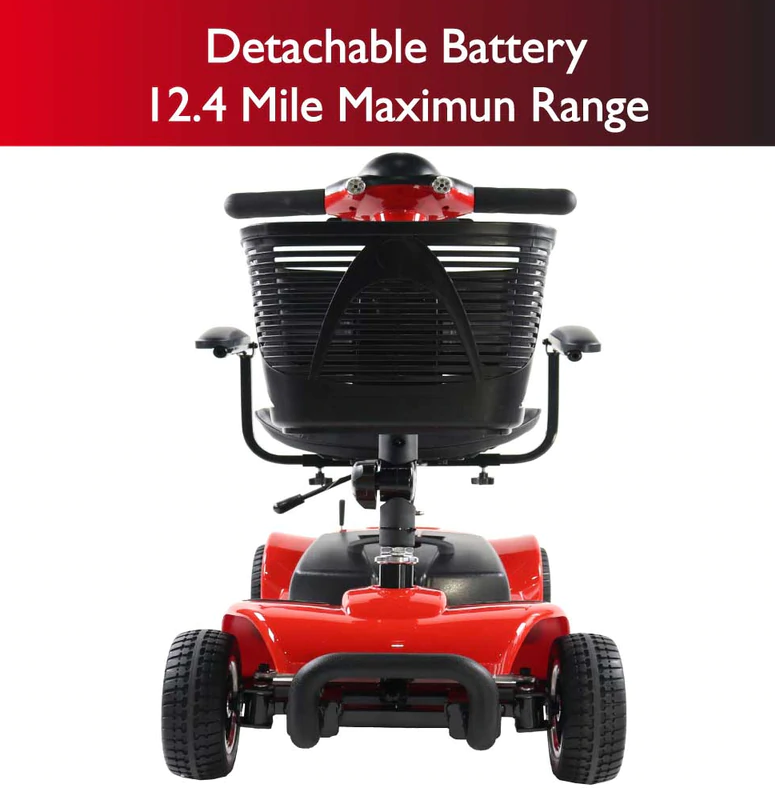 Zip'r Roo 4 Mobility Scooter 4 Wheel 265 lbs. Capacity 24V 12.4 Miles 3.7MPH TSA Approved Red New