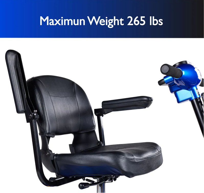 Zip'r 4 Mobility Scooter 4 Wheel 265 lbs. Capacity 24V 12 Miles 4.25MPH TSA Approved Blue New