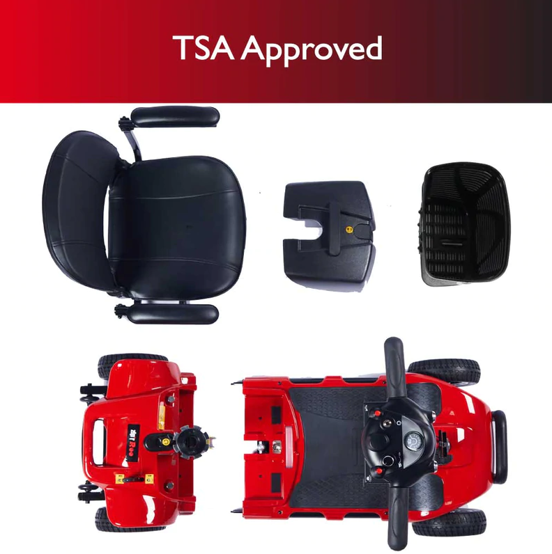 Zip'r Roo 4 Mobility Scooter 4 Wheel 265 lbs. Capacity 24V 12.4 Miles 3.7MPH TSA Approved Red New