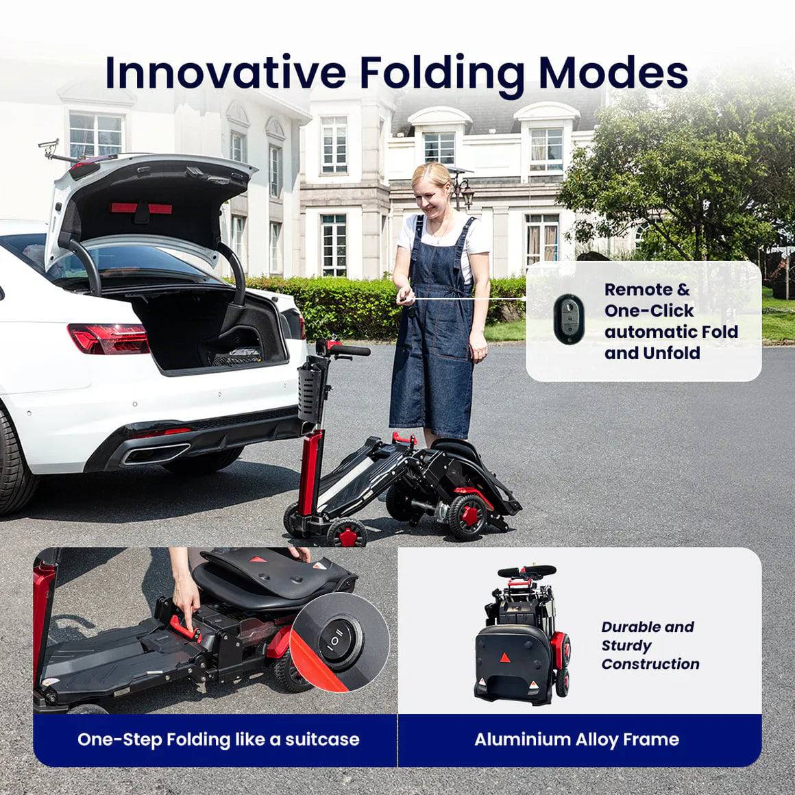 Vocic D91 Mobility Scooter Lightweight Folding 15.5 Mile Range 270W 4.9 MPH New