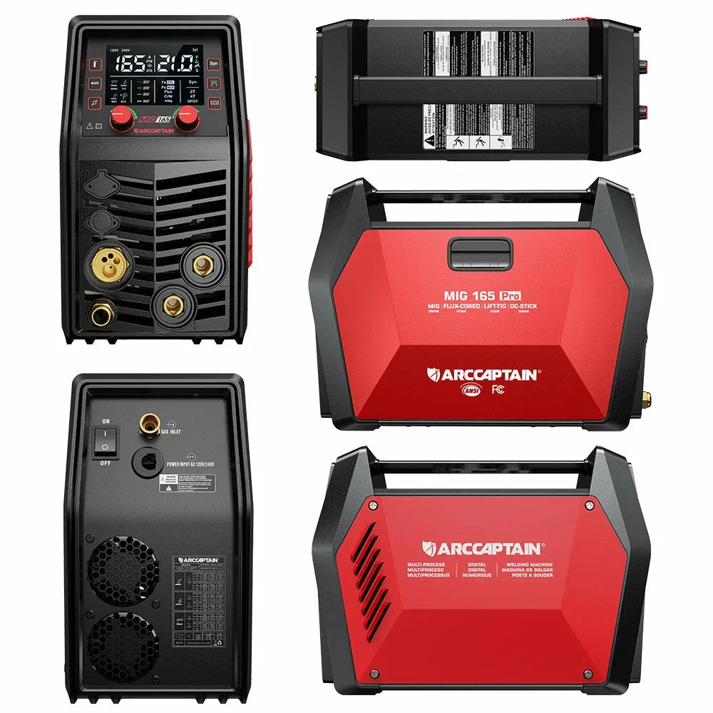 Arccaptain MIG165 Pro Welder 6-in-1 Gas/Gasless MIG Dual Voltage 120/240V New