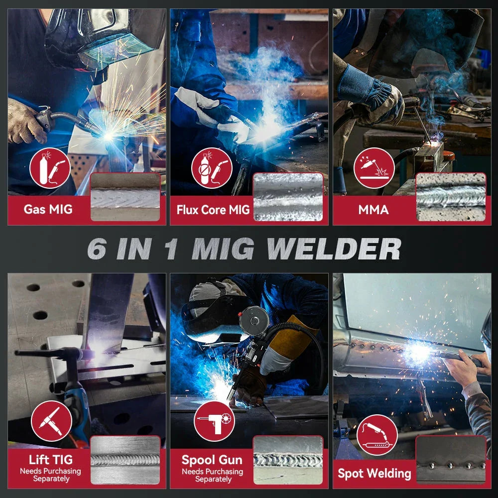 Arccaptain MIG165 Pro Welder 6-in-1 Gas/Gasless MIG Dual Voltage 120/240V New