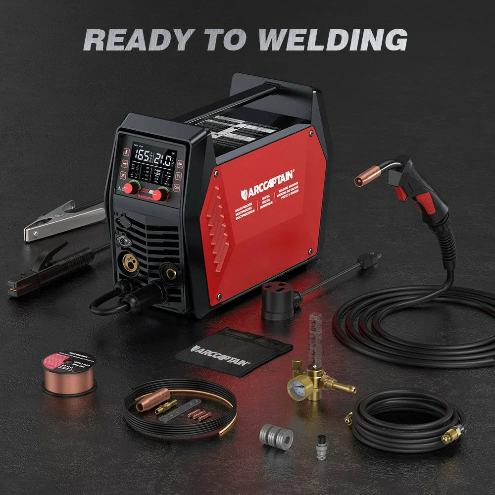 Arccaptain MIG165 Pro Welder 6-in-1 Gas/Gasless MIG Dual Voltage 120/240V New
