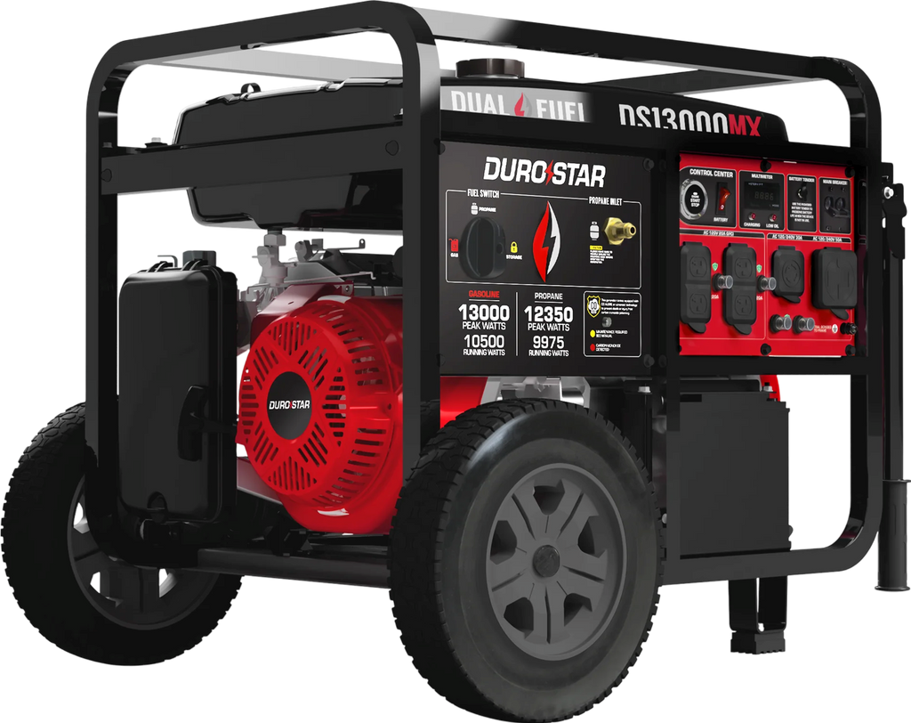 DuroStar DS13000MX 10500W/13000W Generator Dual Fuel Gas Propane 50 Amp with CO Alert and Remote Start New