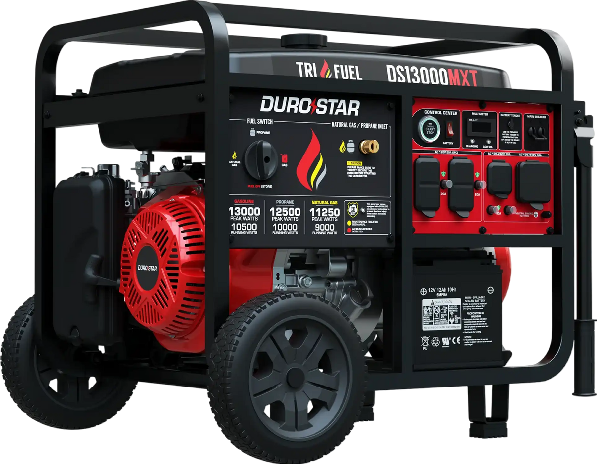 DuroStar DS13000MXT 10500W/13000W Generator Tri Fuel Gas Propane Natural Gas 50 Amp CO Alert Remote Start New