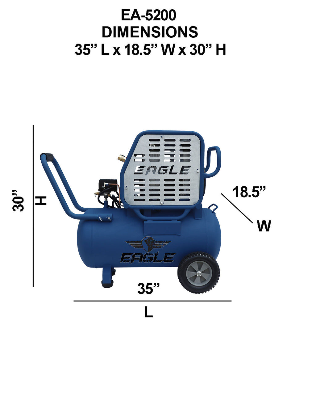 Eagle EA-5200 Silent Series Air Compressor 175 PSI 15 Gallon 5 CFM 2 HP Electric 115V New