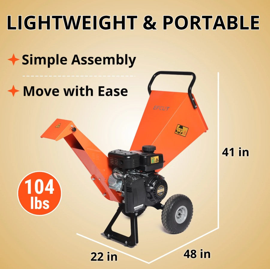 EFCUT R30 Wood Chipper 3" Shredder Mulcher 7HP 212cc Horizontal 4-stroke Gas-Powered Compact New