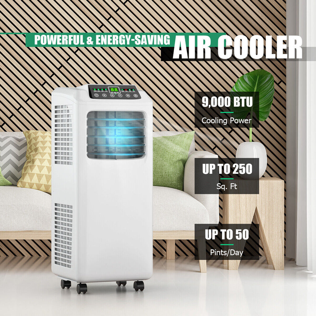 Costway Portable Air Conditioner 3-in-1 Dehumidifier Fan 9000 BTU 250 sq. ft. With Remote Control 06174932 New