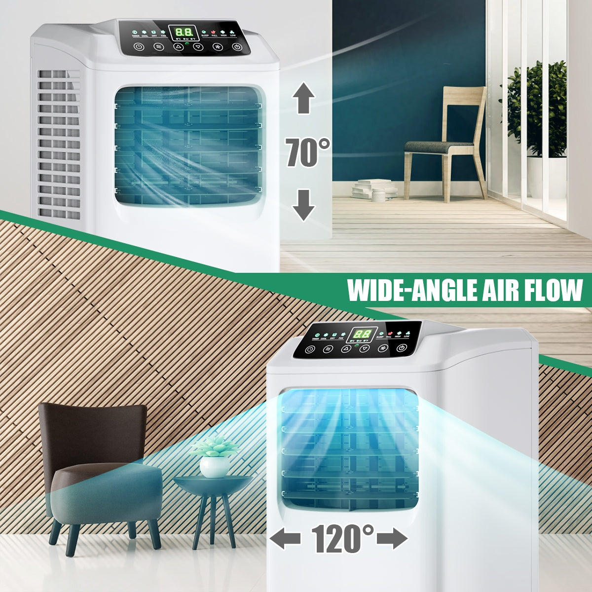 Costway Portable Air Conditioner 3-in-1 Dehumidifier Fan 9000 BTU 250 sq. ft. With Remote Control 06174932 New