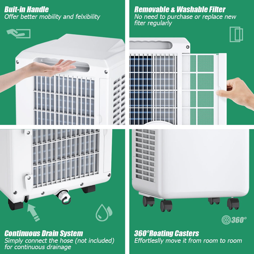 Costway Portable Air Conditioner 3-in-1 Dehumidifier Fan 9000 BTU 250 sq. ft. With Remote Control 06174932 New
