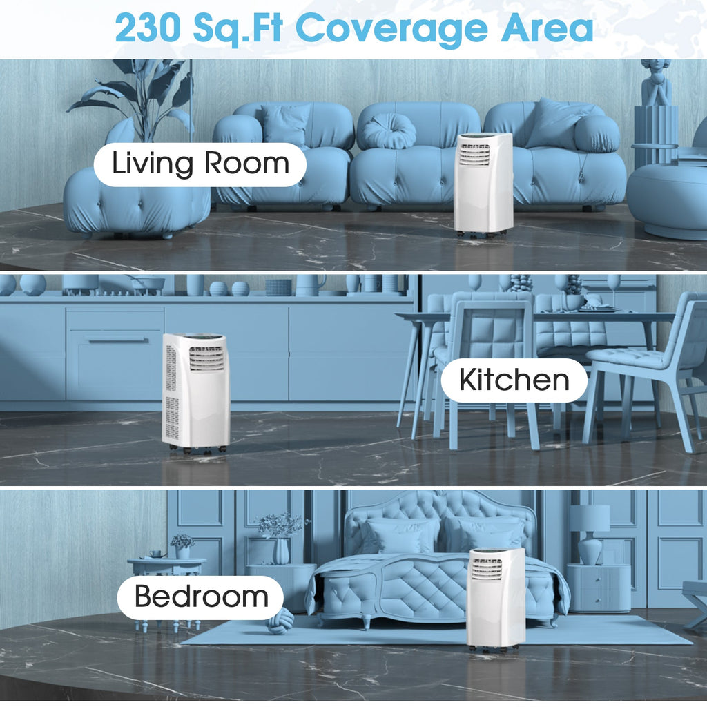 Costway Portable Air Conditioner 3-in-1 Dehumidifier Fan 8000 BTU 230 sq. ft. LED Display and Remote Control New