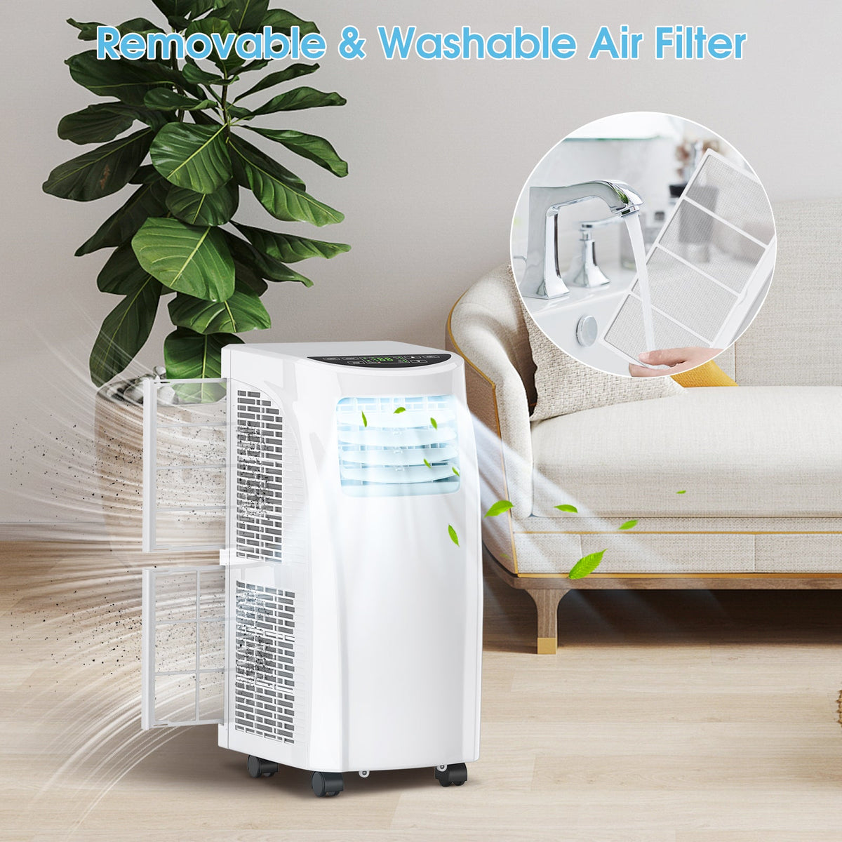Costway Portable Air Conditioner 3-in-1 Dehumidifier Fan 8000 BTU 230 sq. ft. LED Display and Remote Control New