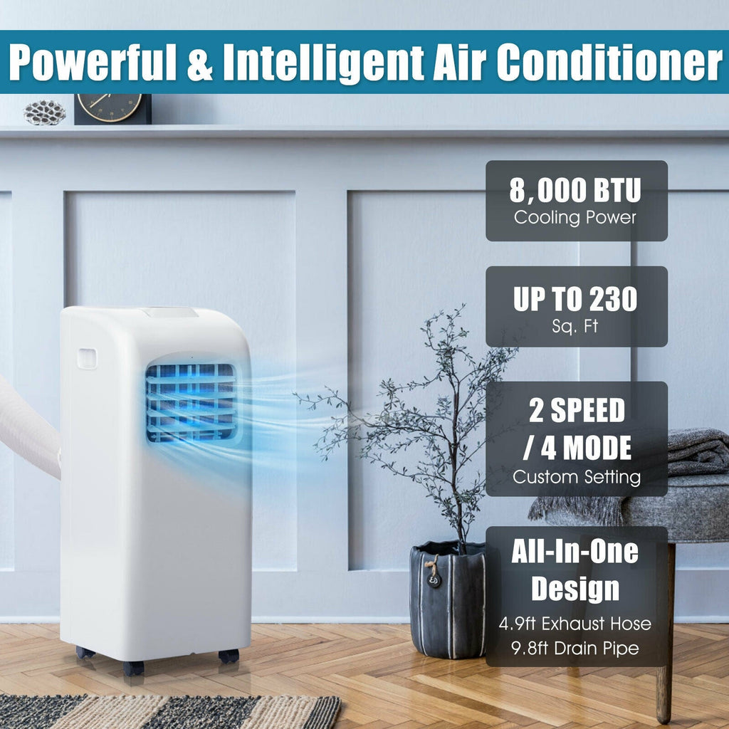 Costway Portable Air Conditioner 3-in-1 Dehumidifier Fan 8000 BTU 230 sq. ft. Remote Control New