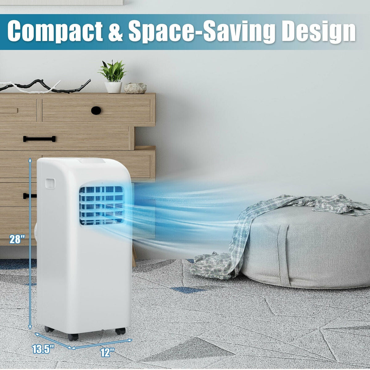 Costway Portable Air Conditioner 3-in-1 Dehumidifier Fan 8000 BTU 230 sq. ft. Remote Control New